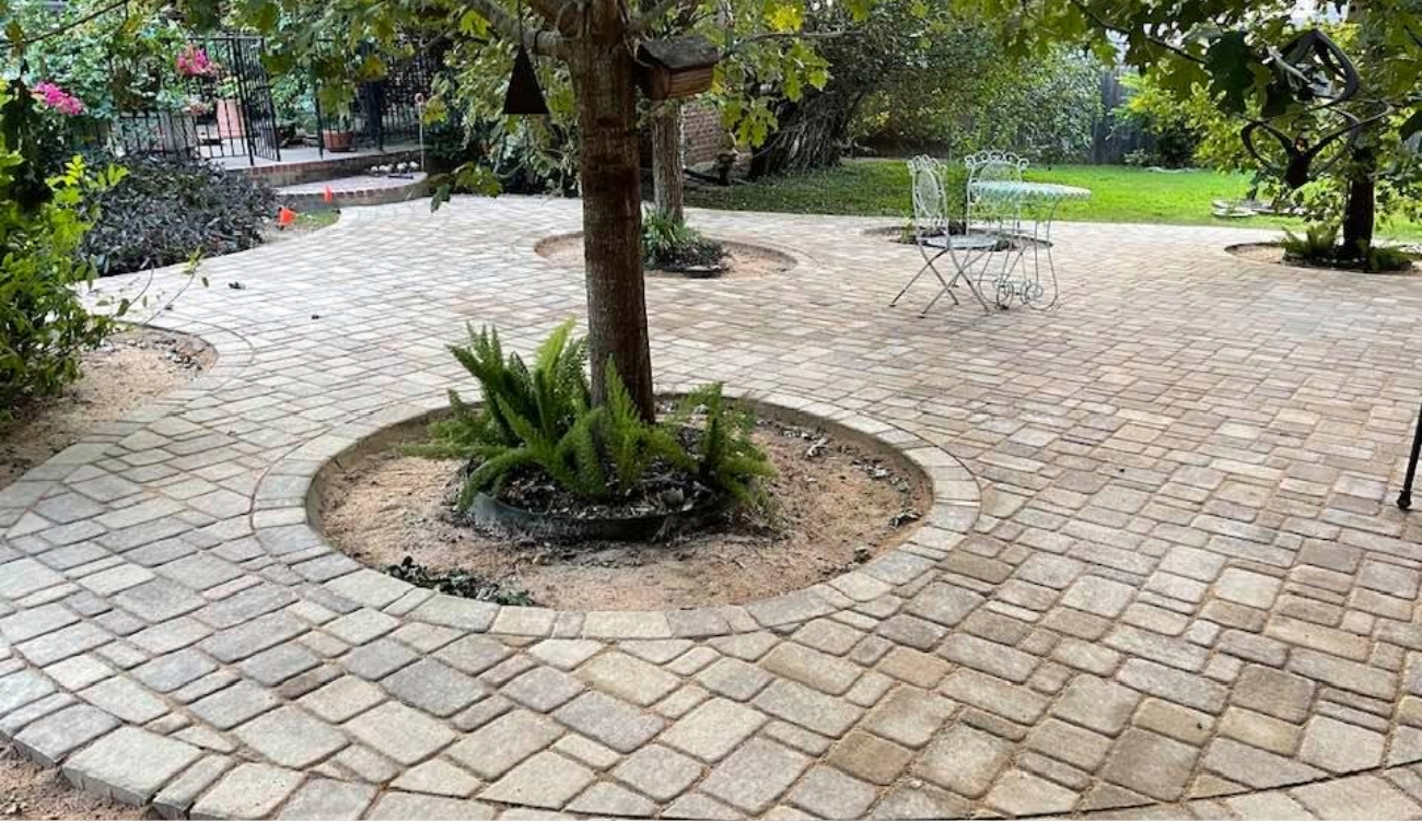 modern patio to grass transition ideas for backyards