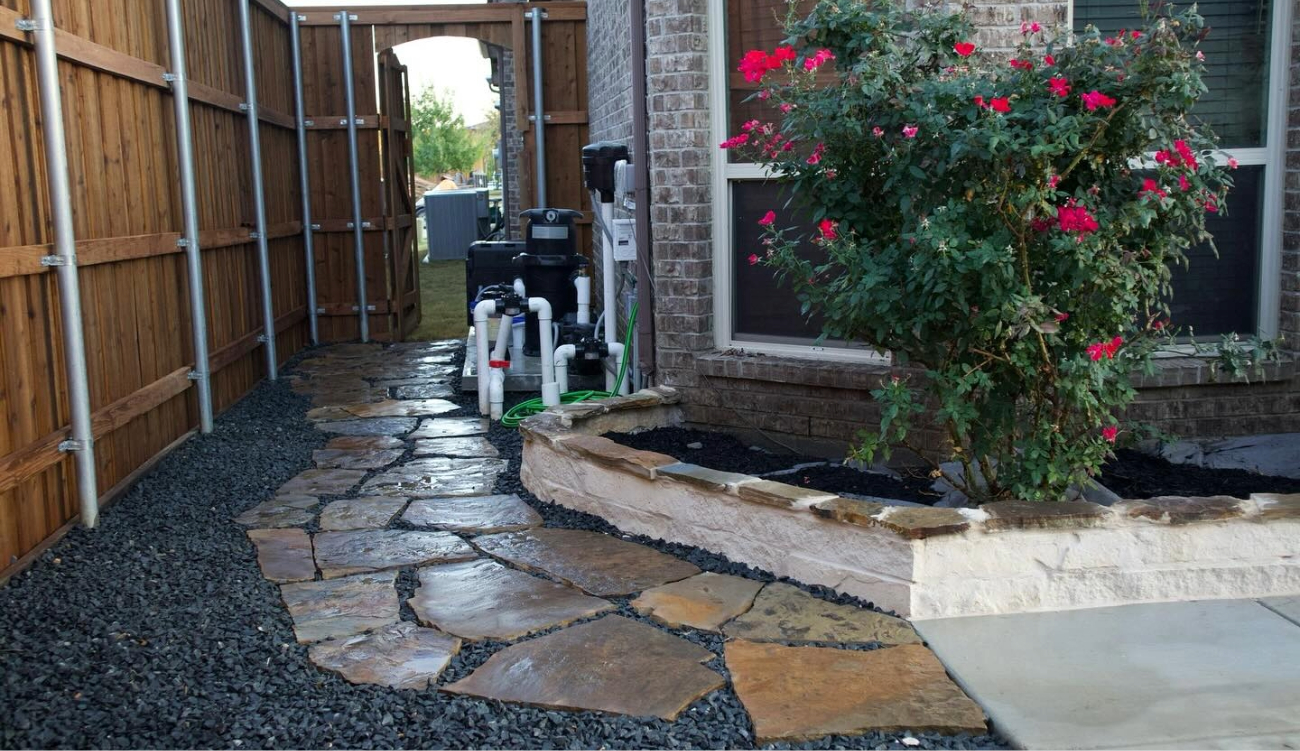 Holistic Patio Hardscaping Services in Fort Worth, TX - gravel and paver patio ideas 1 natural gravel and paver patio design with seating area